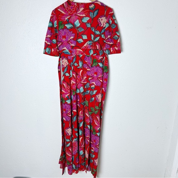 & Other Stories Red Floral Maxi Dress Bold Florals Sz 8 - Picture 7 of 8
